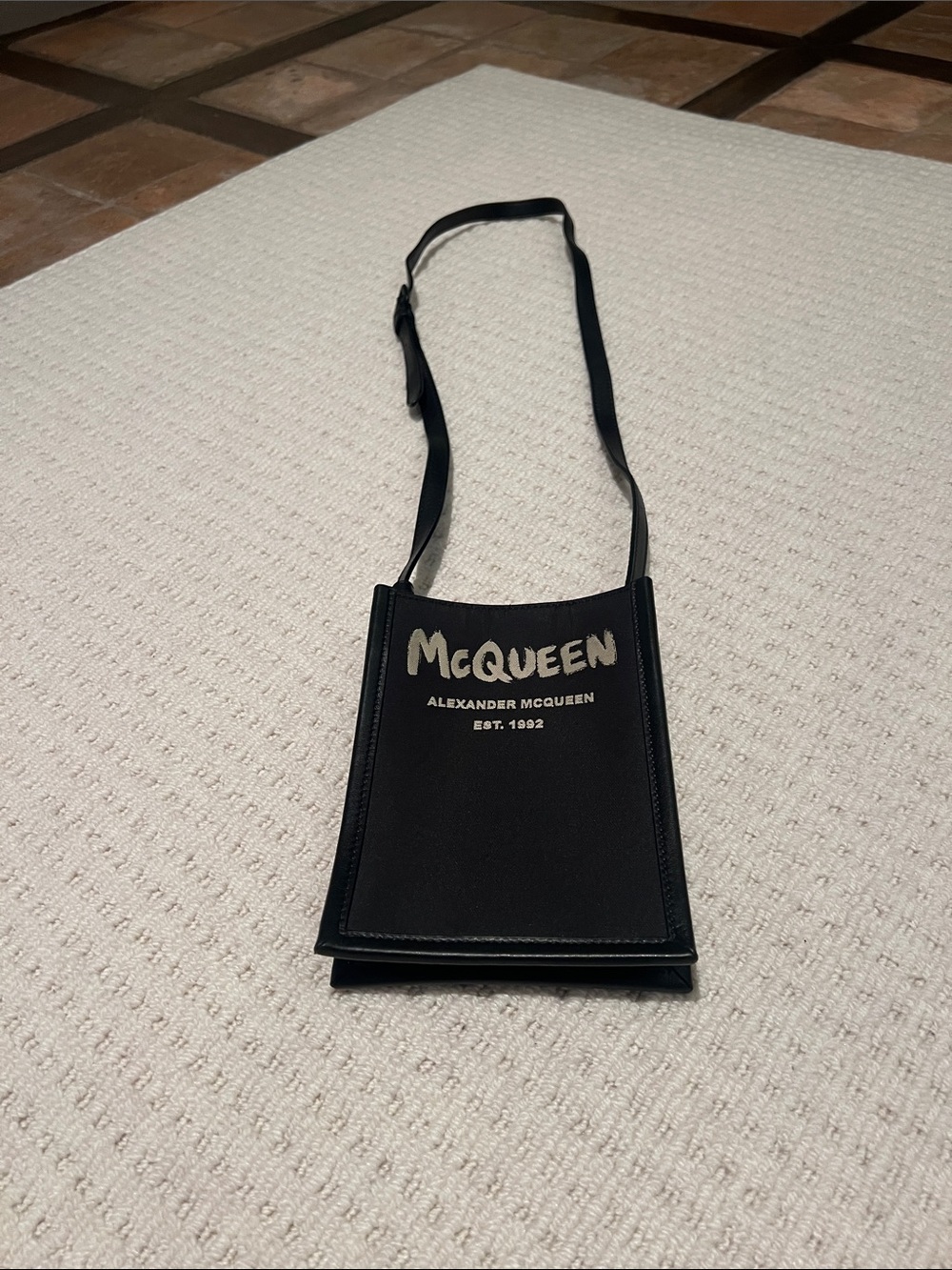 Alexander McQueen Black Logo Vertical Crossbody Phone Pouch